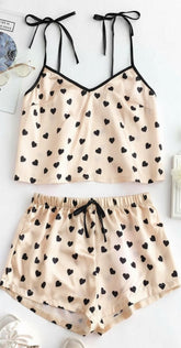 Little Hearts- 2pc silk set